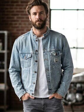 *3 FOR $9* Gap Deconstructed Denim Vintage Medium Wash Distressed Jean Jacket